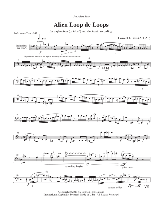 Alien Loop de Loops (Tuba und elektronische Aufzeichnung) (Melodieinstrument  Aufnahme) von Howard J. Buss