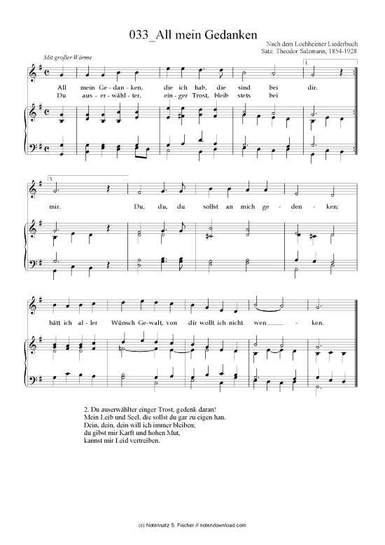 All mein Gedanken (Klavier + Gesang) (Klavier  Gesang) von Nach dem Lochheimer Liederbuch 