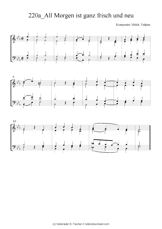 All Morgen ist ganz frisch und neu (Quartett in C) (Quartett (4 St.)) von Melch. Vulpius