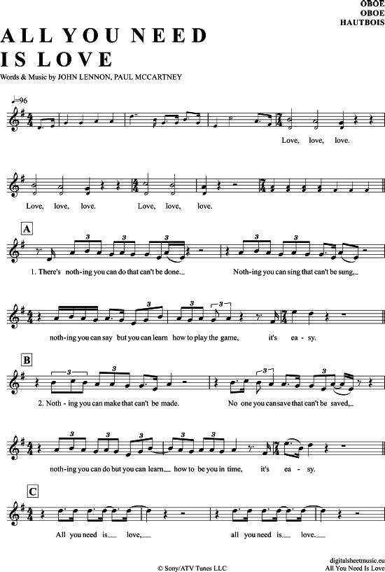 All You Need Is Love (Oboe) (Oboe Fagott) von The Beatles