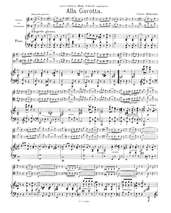 Alla Gavotta (Violine oder Violoncello + Klavier) (Klavier  Violine) von Gustav Hollaender