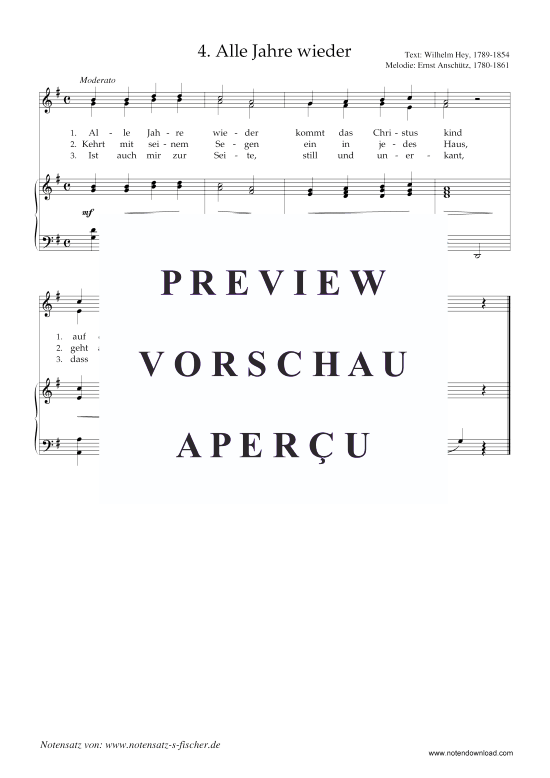 Alle Jahre wieder (Klavier + Gesang) (Klavier  Gesang) von Ernst Ansch tz 1780-1861
