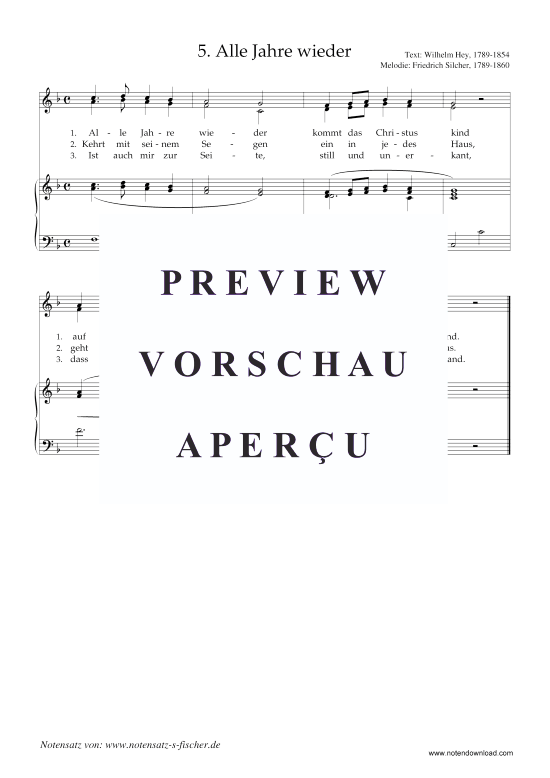 Alle Jahre wieder (Klavier + Gesang) (Klavier  Gesang) von Friedrich Silcher 1789-1860