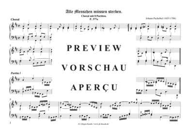 Alle Menschen m ssen sterben (Choral mit 8 Partiten) (Orgel Solo) (Orgel Solo) von Johann Pachelbel