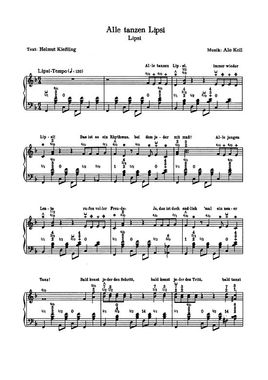Alle tanzen Lipsy (Klavier + Gesang) (Klavier Gesang  Gitarre) von Martin M ouml hle Combo amp Flamingos