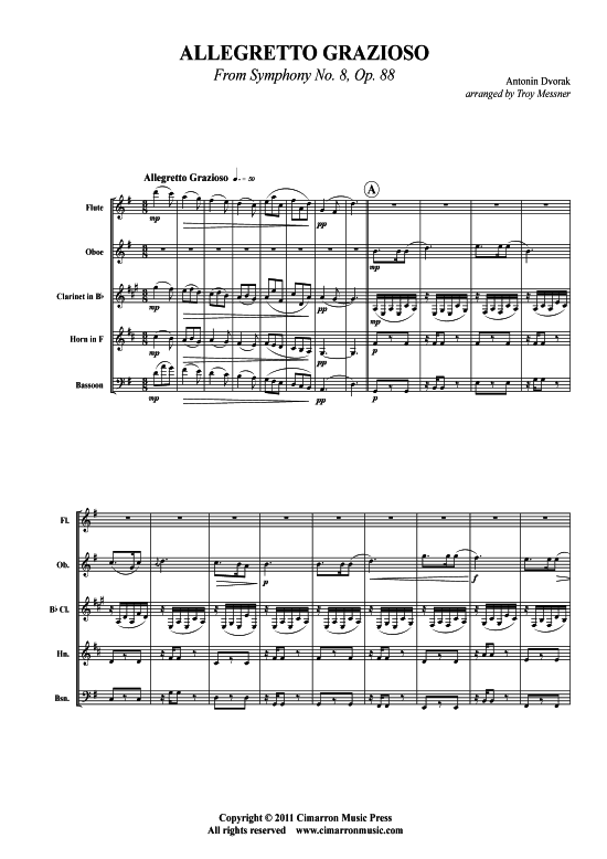 Allegretto Grazioso (Holzbl auml ser-Quintett) (Quintett (Holzbl ser)) von Antonin Dvorak
