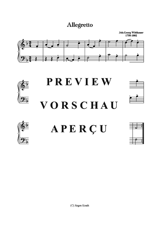 Allegretto (Klavier Solo) (Klavier Solo) von Joh.-Georg Witthauer 1750-1802