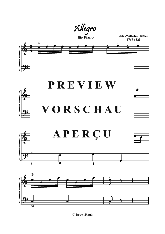 Allegro (Klavier Solo) (Klavier Solo) von Joh.-Wilhelm H ler 1747-1822