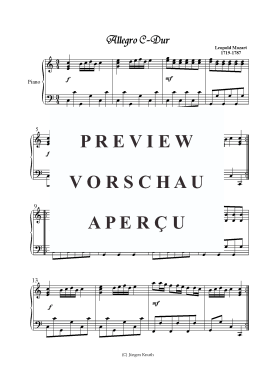 Allegro (Klavier Solo) (Klavier Solo) von Leopold Mozart 1719-1787