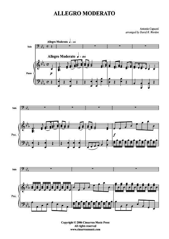 Allegro Moderato (Tuba + Klavier) (Klavier  Tuba) von Antonio Capuzzi (aus Konzert f uuml r Kontrabass)