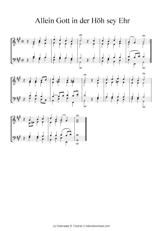 Allein Gott in der H h sey Ehr (Klavier Solo) (Klavier Solo) von Johann Ch. G. Stade (Hrsgb.) 1830