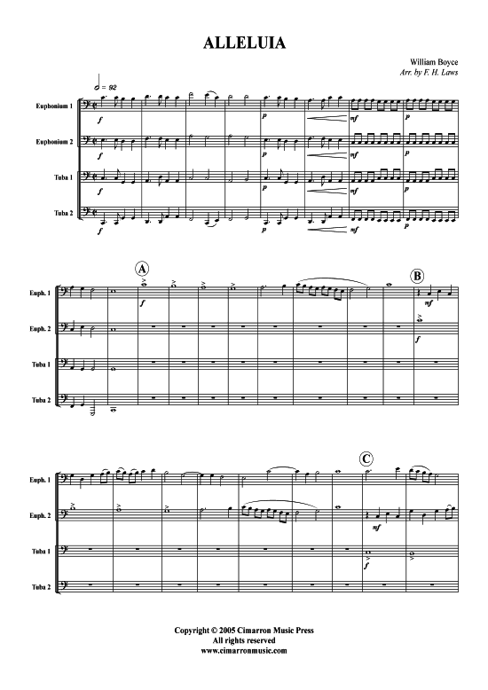Alleluia (Tuba Quartett 2x Bariton 2xTuba) (Quartett (Tuba)) von William Boyce