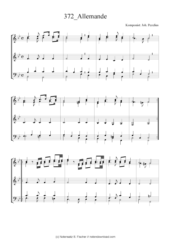 Allemande (Quartett in C) (Quartett (4 St.)) von Joh. Pezelius