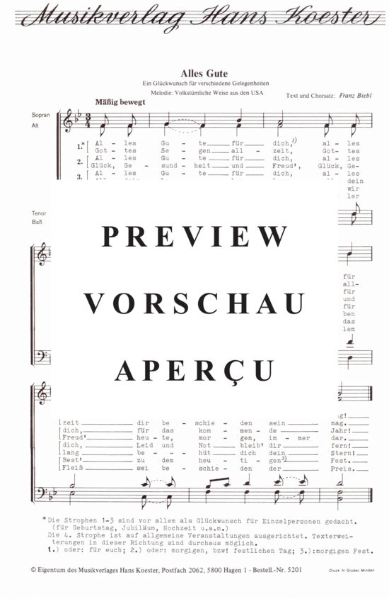 Alles Gute (Gemischter Chor) (Gemischter Chor) von Franz Biebl (Ein Gl uuml ckwunsch f uuml r verschiedene Gelegenheiten)