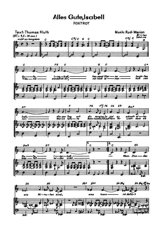 Alles Gute Isabell (Klavier + Gesang) (Klavier Gesang  Gitarre) von J ouml rg Martin amp Columbia Quartett