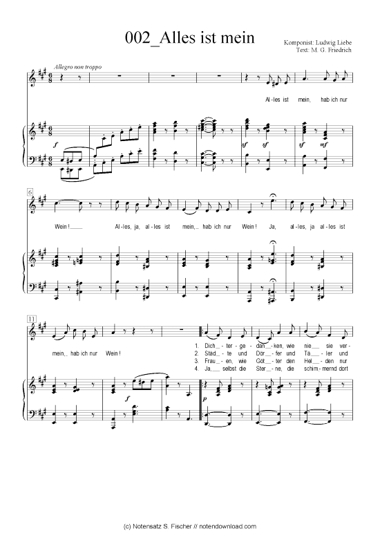 Alles ist mein (Klavier + Gesang) (Klavier  Gesang) von Ludwig Liebe  M. G. Friedrich