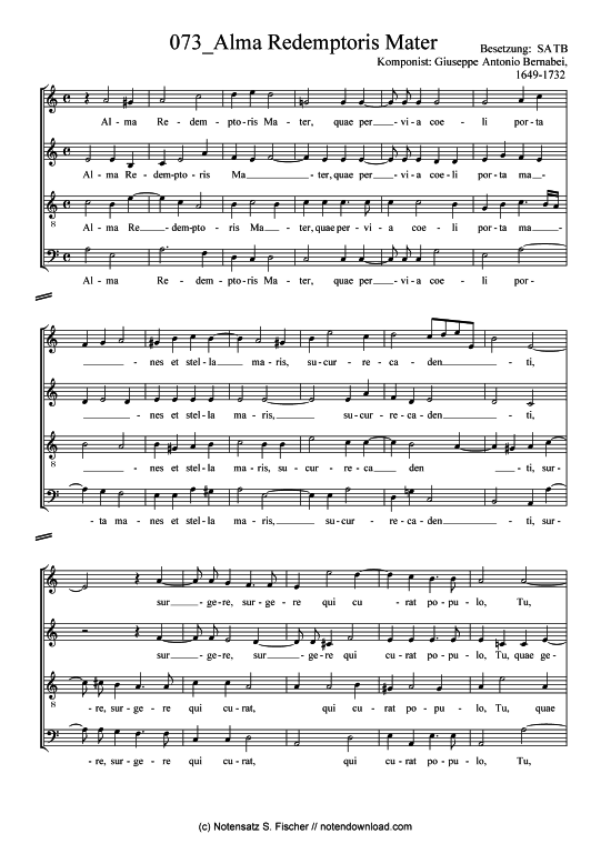 Alma Redemptoris Mater (Gemischter Chor) (Gemischter Chor) von Giuseppe Antonio Bernabei 1649-1732 