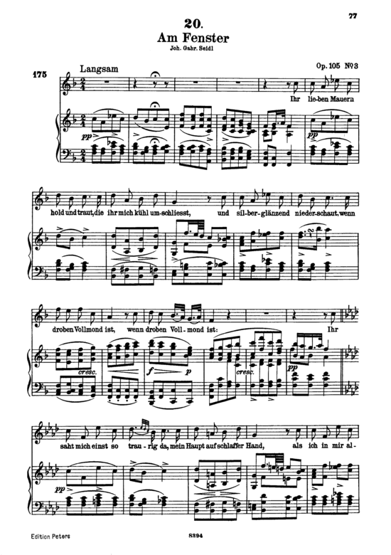 Am Fenster D.878 (Gesang hoch + Klavier) (Klavier  Gesang hoch) von Franz Schubert