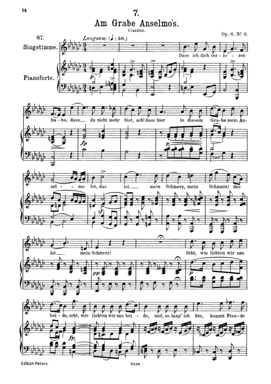 Am Grabe Anselmo acute s D.504 (Gesang mittel + Klavier) (Klavier  Gesang mittel) von Franz Schubert