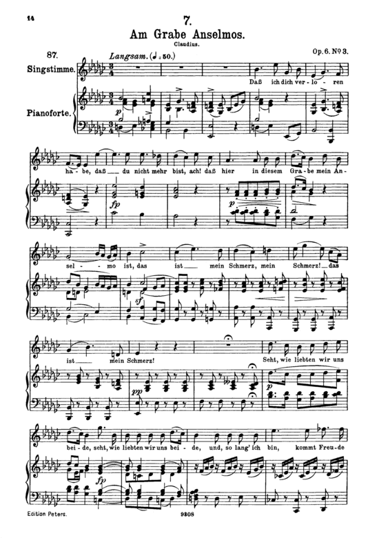 Am Grabe Anselmos D.504 (Gesang hoch + Klavier) (Klavier  Gesang hoch) von Franz Schubert