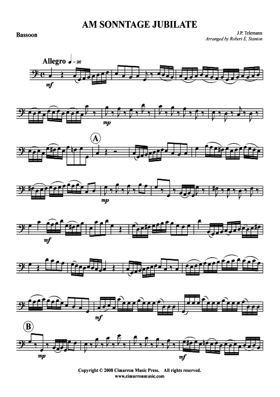 Am Sonntage Jubilate (2x Oboe Fagott) (Trio (Holzbl ser)) von Georg Philipp Telemann