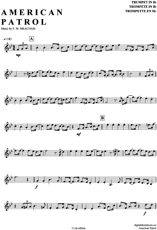 American Patrol (Trompete in B) (Trompete) von Glenn Miller