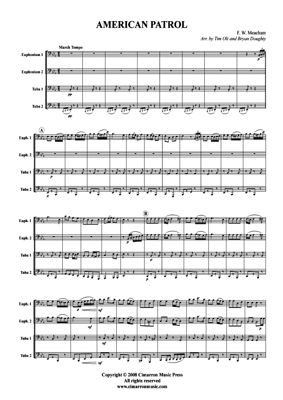 American Patrol (Tuba Quartett 2x Bariton 2xTuba) (Quartett (Tuba)) von F. W. Meacham