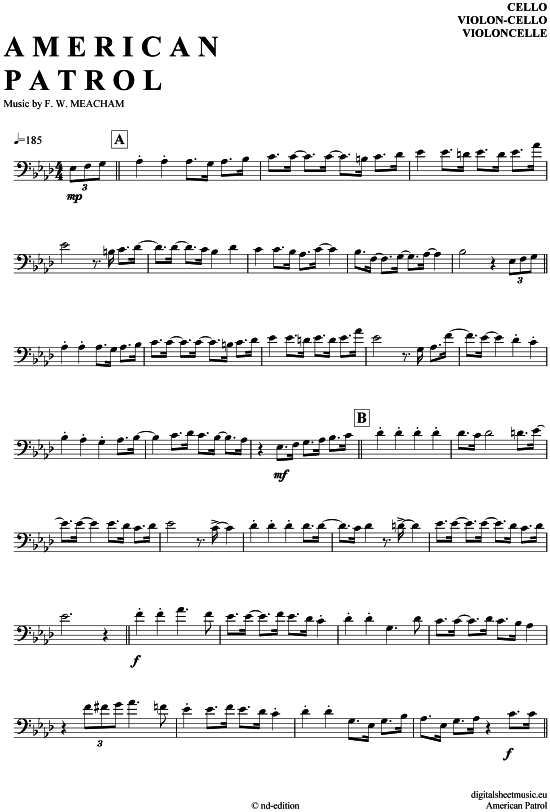 American Patrol (Violon-Cello) (Violoncello) von Glenn Miller