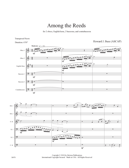 Among the Reeds (2 Oboen Englischhorn 2 Fagotte und Kontrafagott) (Ensemble (Holzbl ser)) von Howard J. Buss