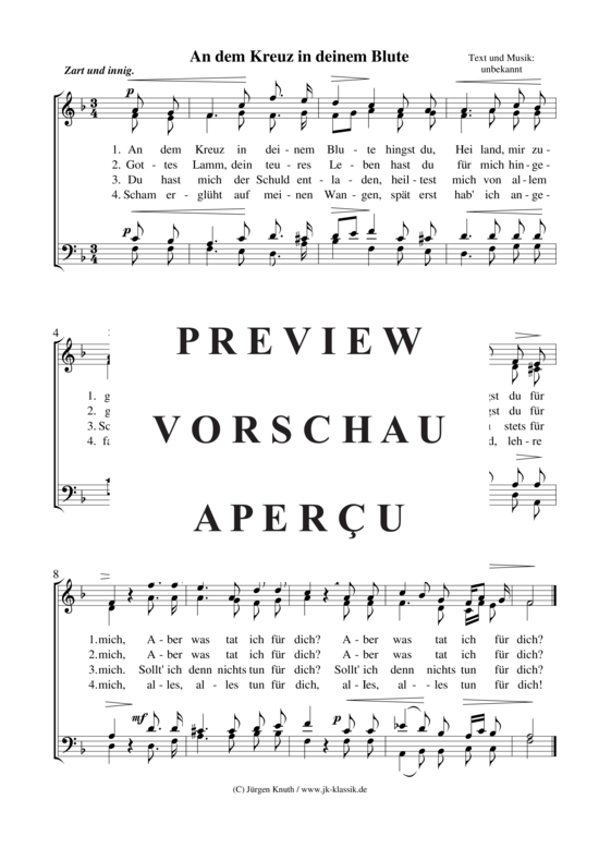 An dem Kreuz in deinem Blute (Gemischter Chor) (Gemischter Chor) von unbekannt