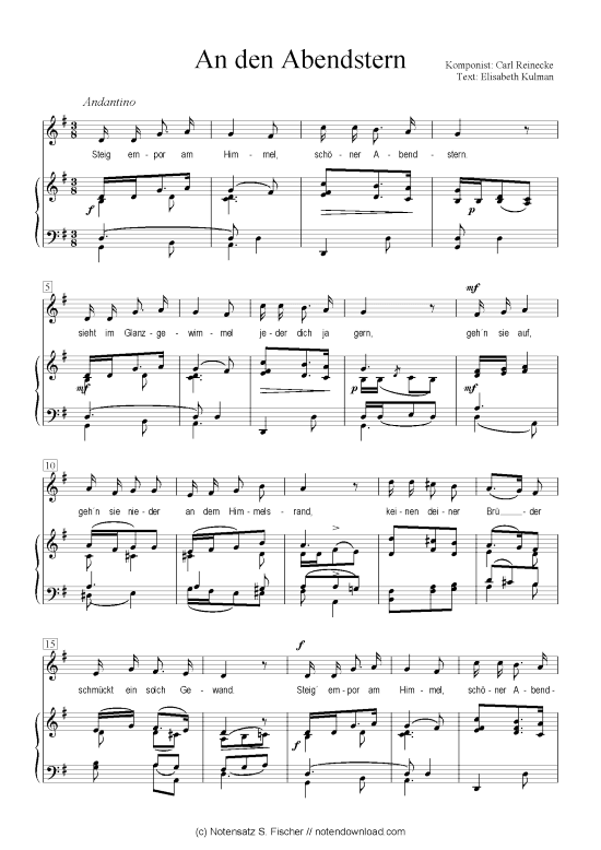 An den Abendstern (Klavier + Gesang) (Klavier  Gesang) von Carl Reinecke  Elisabeth Kulman