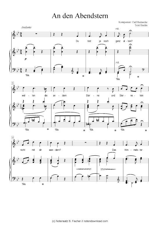 An den Abendstern (Klavier + Gesang) (Klavier  Gesang) von Carl Reinecke  Enslin