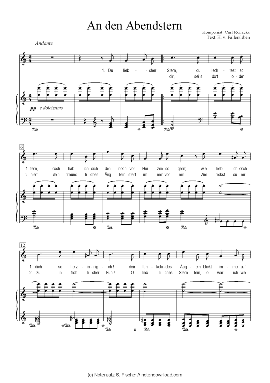 An den Abendstern (Klavier + Gesang) (Klavier  Gesang) von Carl Reinecke  H. v. Fallersleben