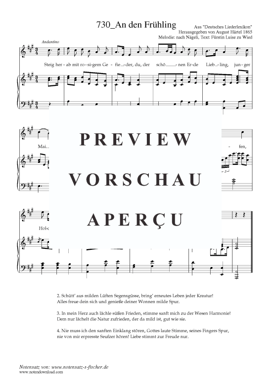 An den Fr hling (Klavier + Gesang) (Klavier  Gesang) von H.G. N geli Text F rstin Luise zu Wied