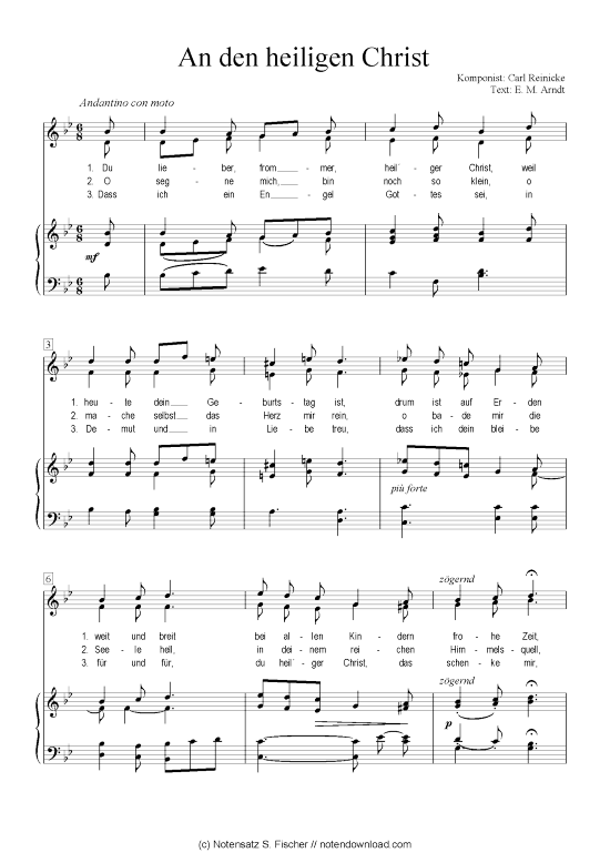 An den heiligen Christ (Klavier + Gesang) (Klavier  Gesang) von Carl Reinecke  E. M. Arndt