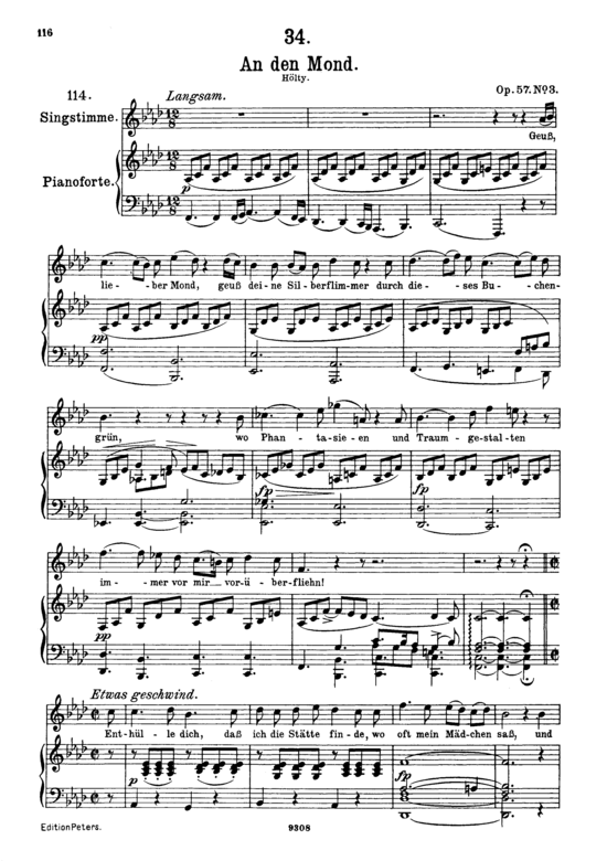 An den Mond D.193 Geu szlig lieber Mond (Gesang hoch + Klavier) (Klavier  Gesang hoch) von Franz Schubert