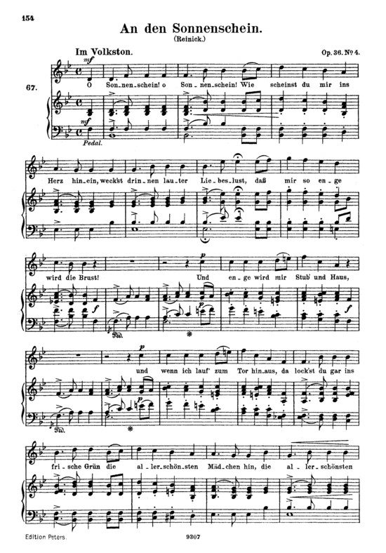 An den Sonnenschein Op 36 No.4 (Gesang hoch + Klavier) (Klavier  Gesang hoch) von Robert Schumann