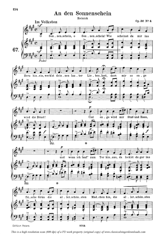 An den Sonnenschein Op 36 No.4 (Gesang mittel + Klavier) (Klavier  Gesang mittel) von Robert Schumann