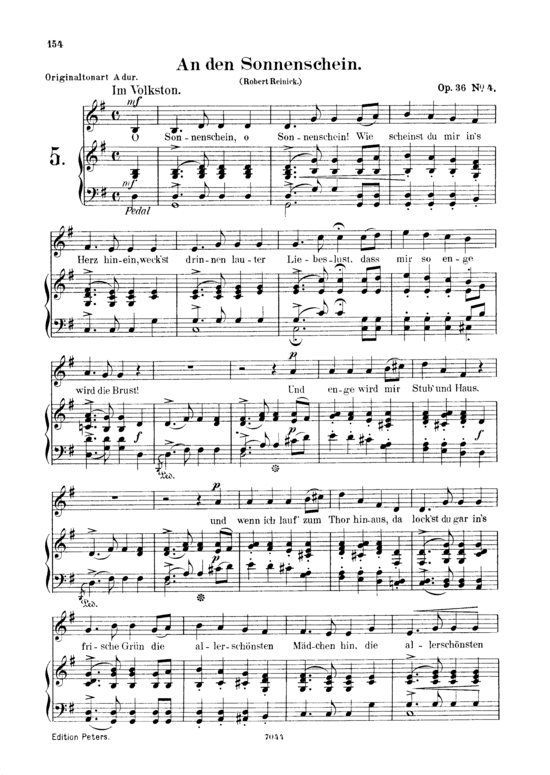 An den Sonnenschein Op 36 No.4 (Gesang tief + Klavier) (Klavier  Gesang tief) von Robert Schumann