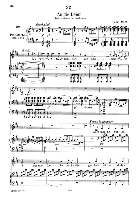 An die Leier D.737 (Gesang tief + Klavier) (Klavier  Gesang tief) von Franz Schubert