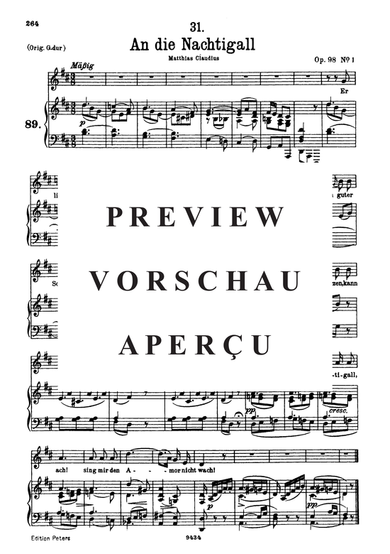 An die Nachtigall D.497 (Gesang tief + Klavier) (Klavier  Gesang tief) von Franz Schubert