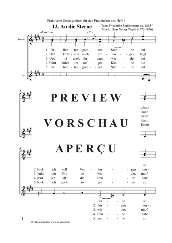 An die Sterne (Frauenchor) (Frauenchor) von Hans Georg N geli