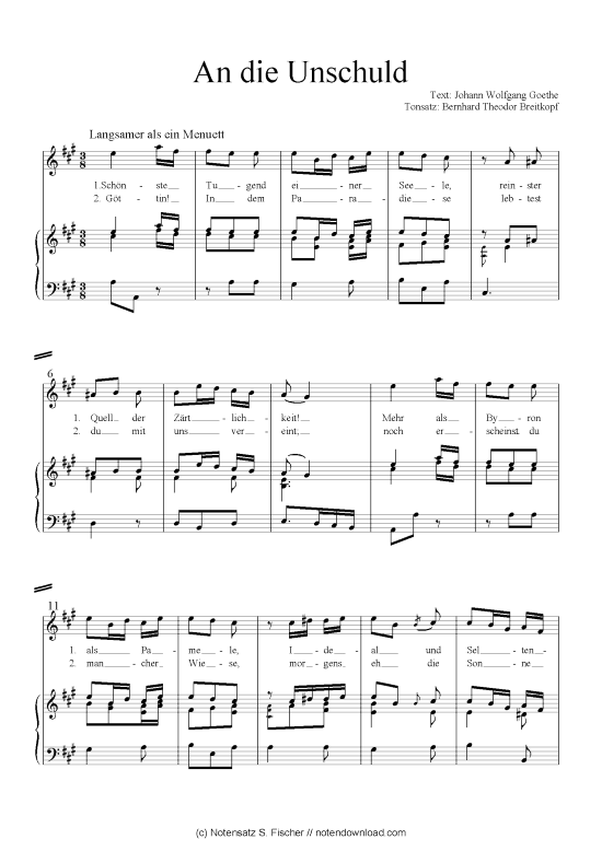 An die Unschuld (Klavier + Gesang) (Klavier  Gesang) von Goethes Leipziger Liederbuch