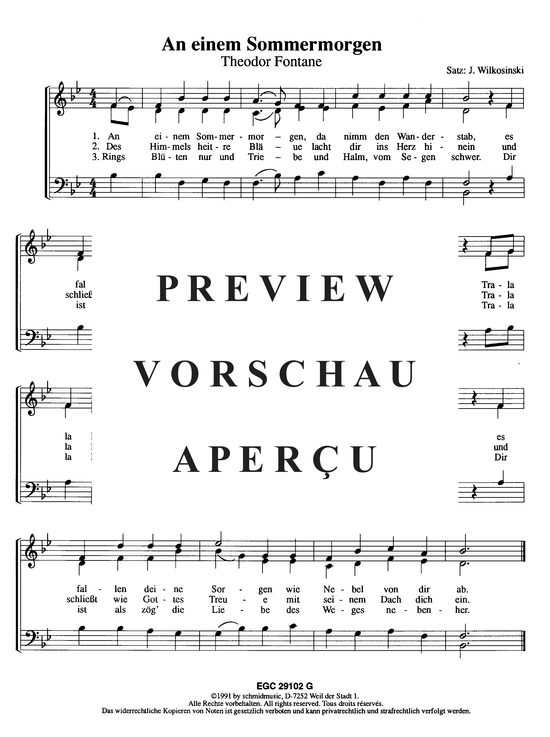 An einem Sommermorgen (Gemischter Chor) (Gemischter Chor) von Josef Wilkosinski