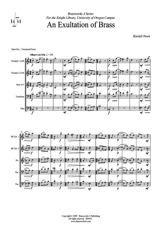 An Exultation of Brass (Blechbl serquintett) (Quintett (Blech Brass)) von Harold Owen