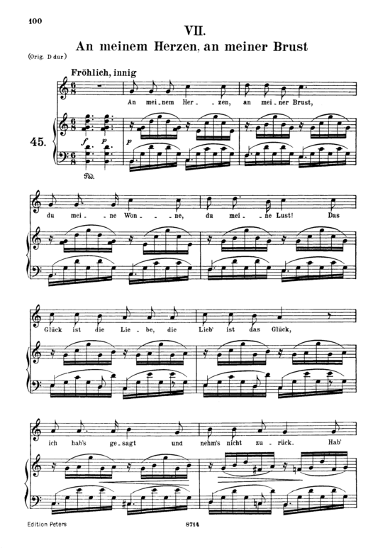 An meinem Herzen an meiner Brust Op. 42 No.7 (Gesang mittel + Klavier) (Klavier  Gesang mittel) von Robert Schumann