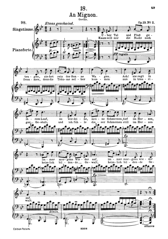 An Mignon D.161 ber Tal und Flu (Gesang hoch + Klavier) (Klavier  Gesang hoch) von Franz Schubert