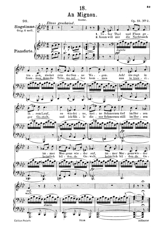 An Mignon D.161 Uuml ber Tal und Fluss (Gesang mittel + Klavier) (Klavier  Gesang mittel) von Franz Schubert