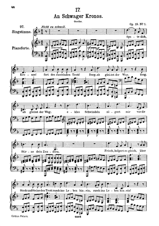 An Schwager Kronos D.369 (Gesang hoch + Klavier) (Klavier  Gesang hoch) von Franz Schubert