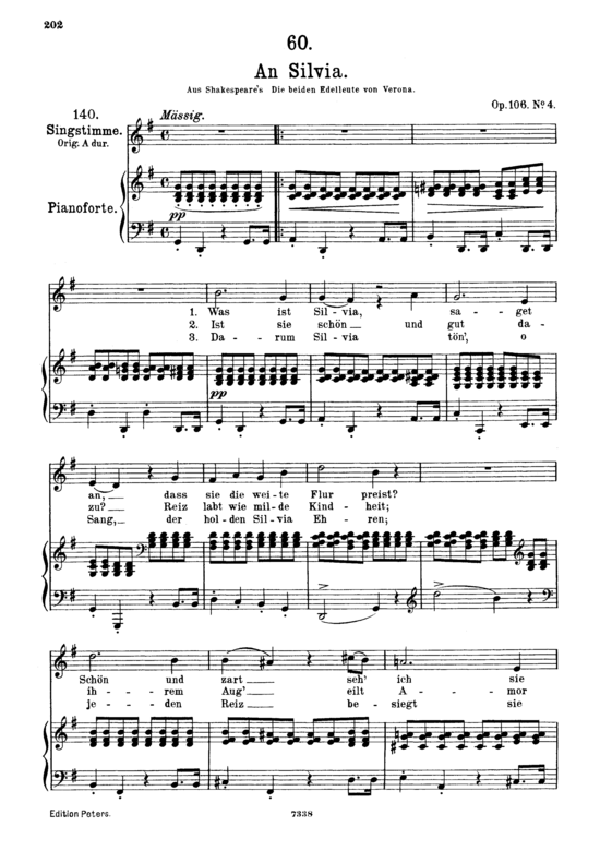 An Silvia D.891 (Gesang mittel + Klavier) (Klavier  Gesang mittel) von Franz Schubert